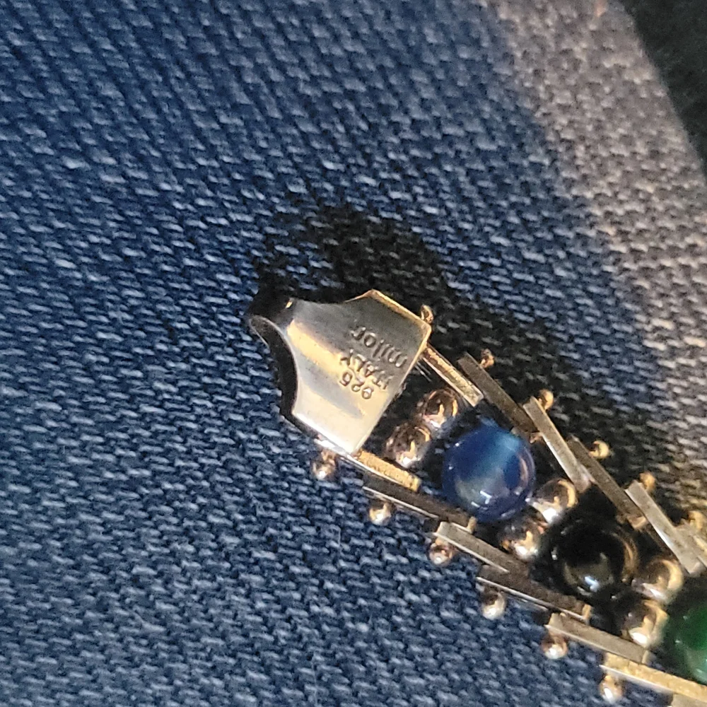 Italy Sterling Silver Riccio Gemstone Bracelet Made By Milor 8in - Picture 7 of 8